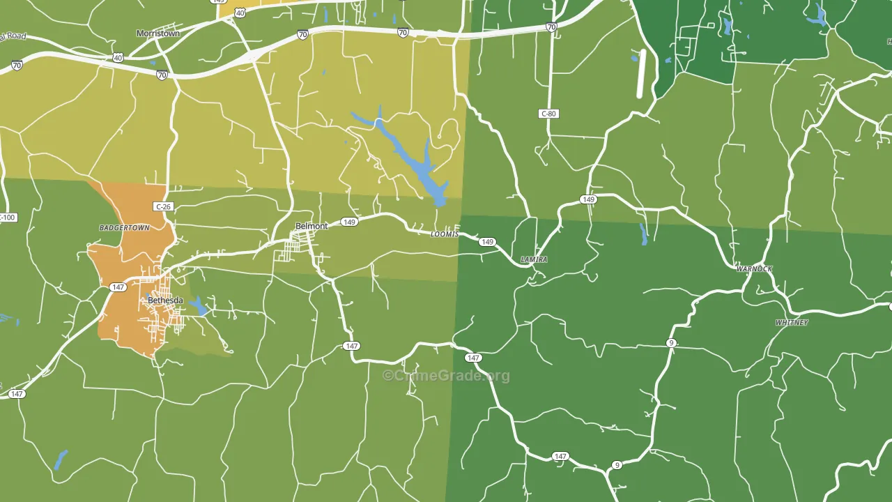 Belmont, OH Map of Murder Rates