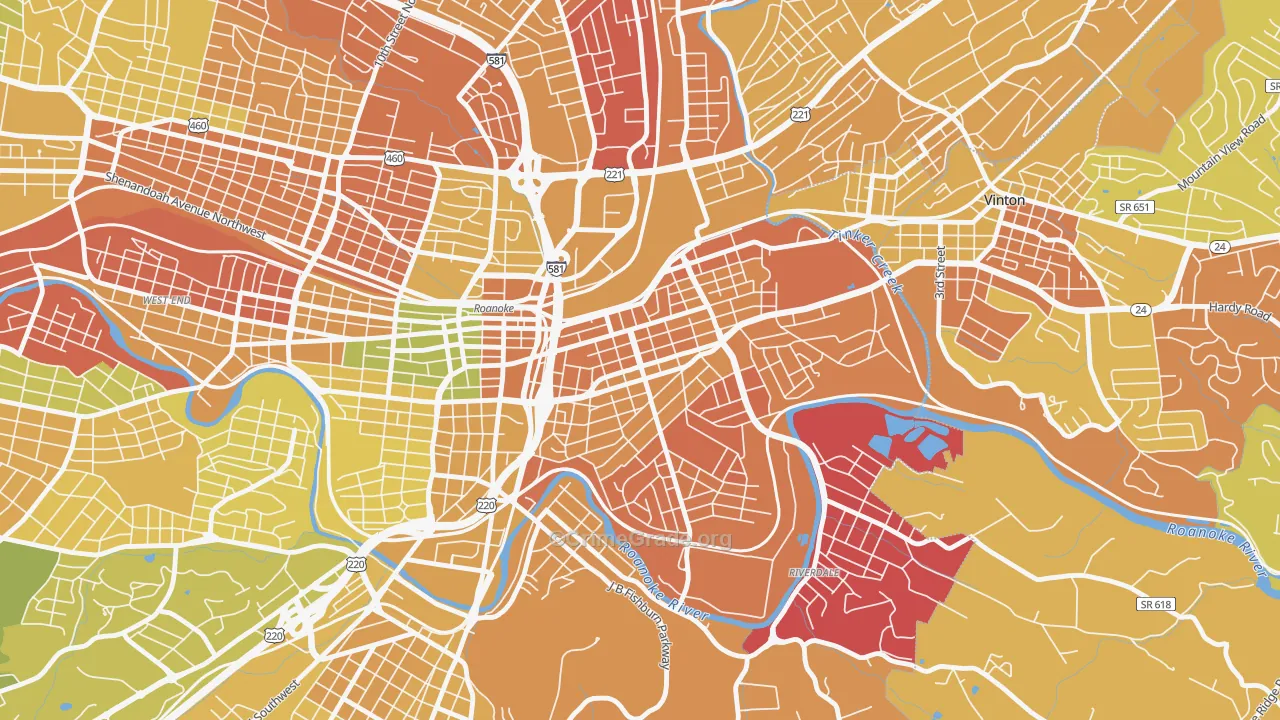 Belmont, Roanoke, VA Map of Murder Rates