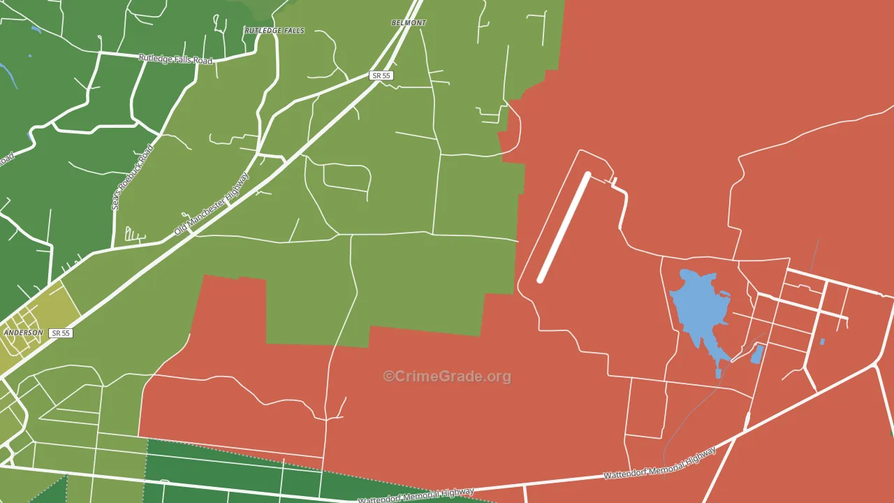 Belmont, TN Map of Murder Rates