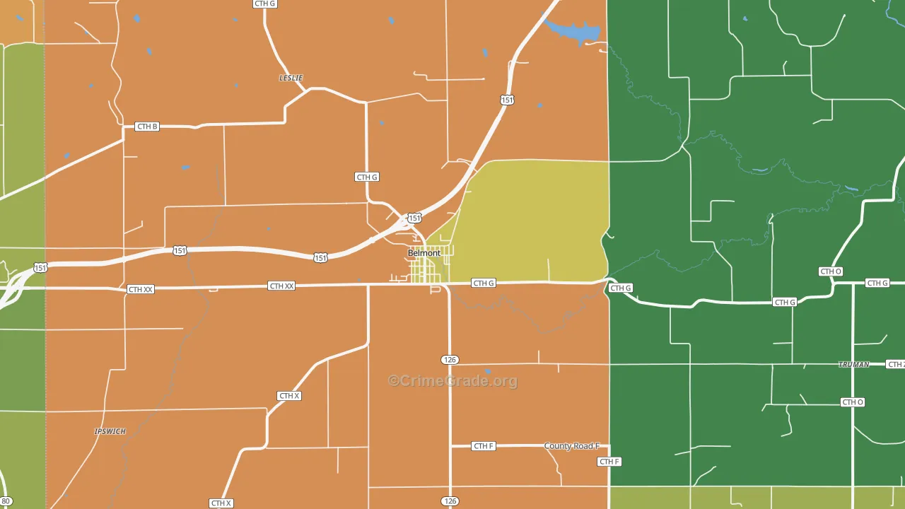 Belmont, WI Map of Murder Rates