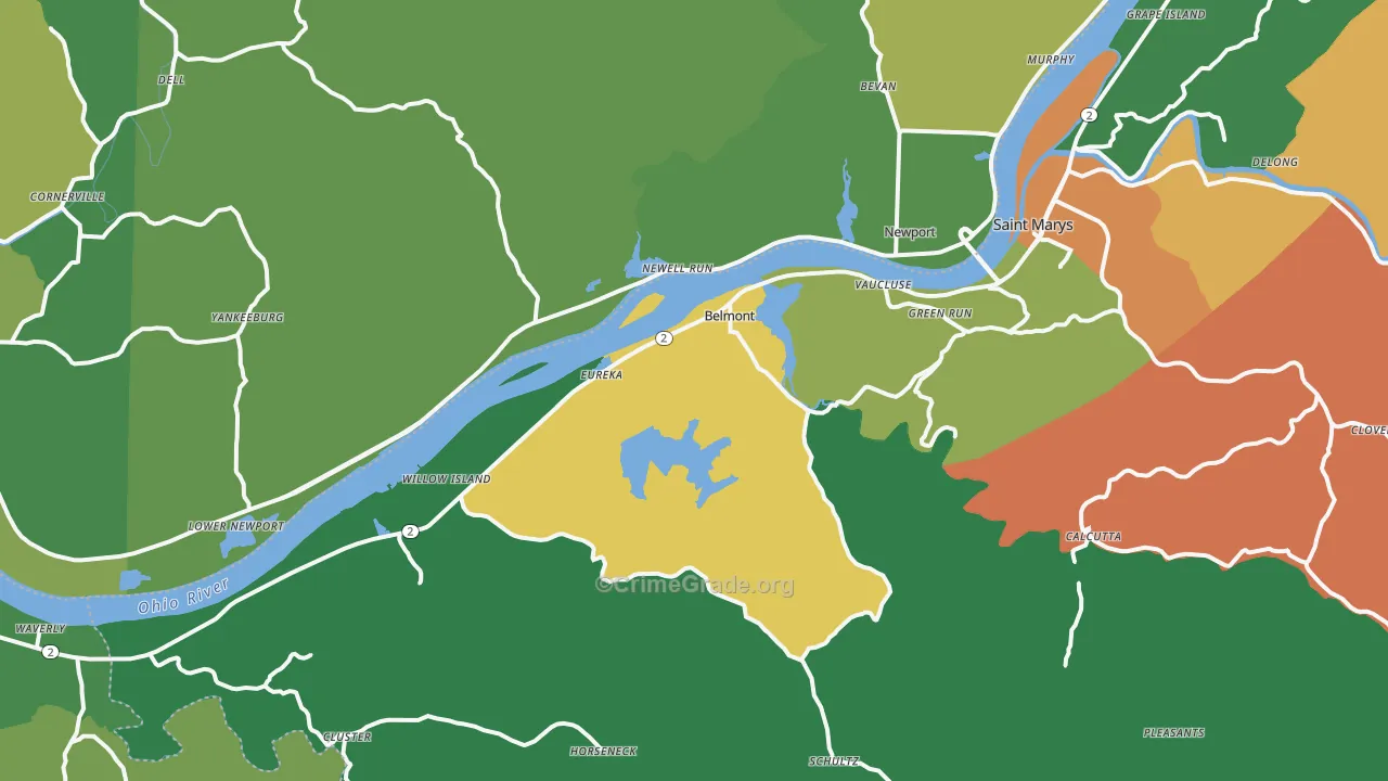 Belmont, WV Map of Murder Rates
