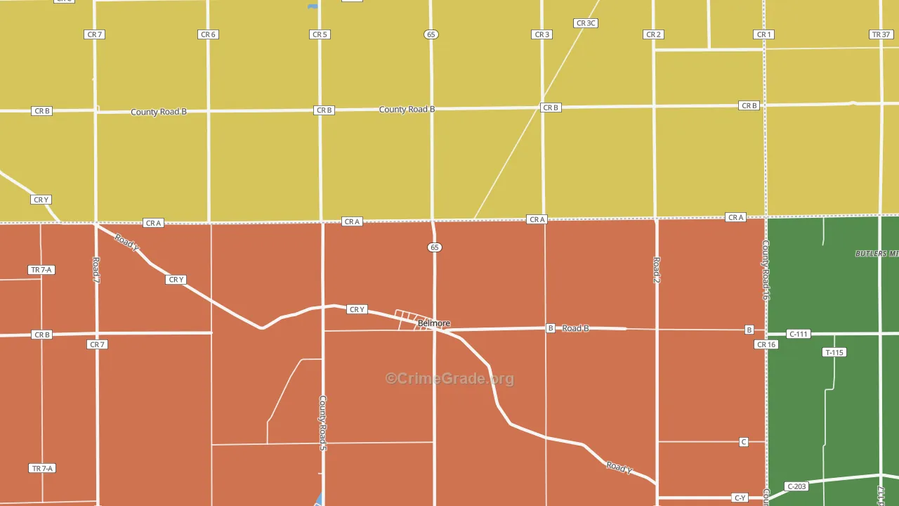 Belmore, OH Map of Murder Rates