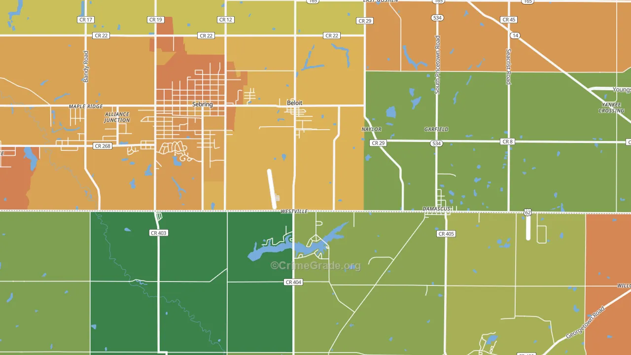 Beloit, OH Map of Murder Rates