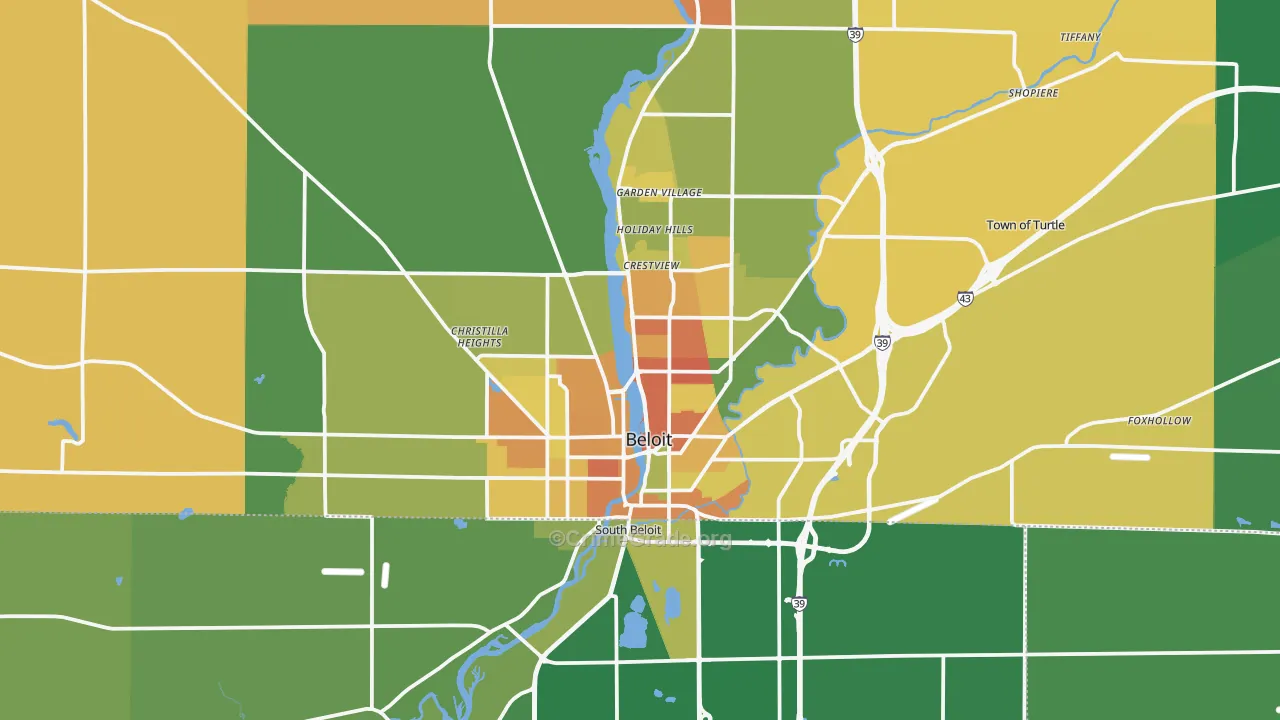 Beloit, WI Map of Murder Rates