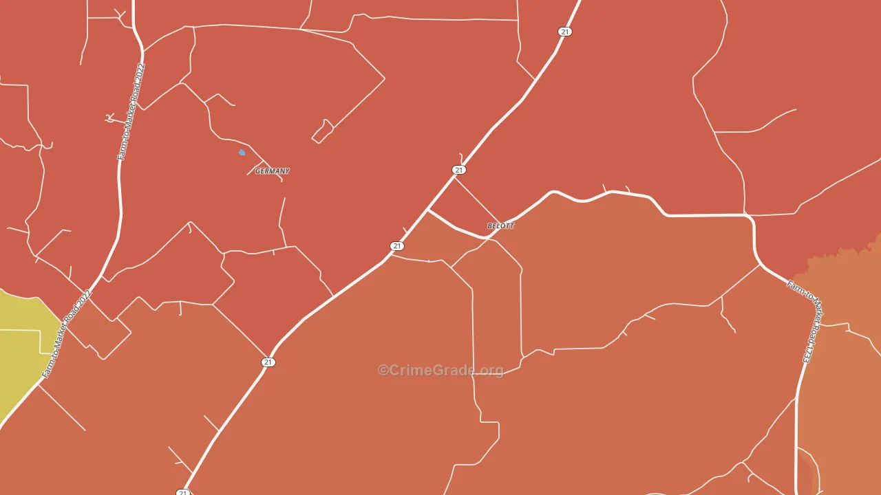 Belott, TX Map of Murder Rates