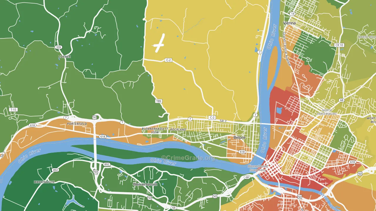 Belpre, OH Map of Murder Rates