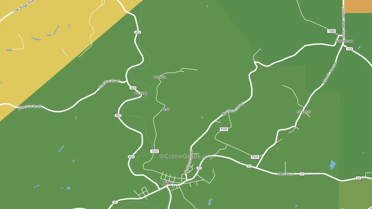 Belsena Mills, PA Map of Murder Rates