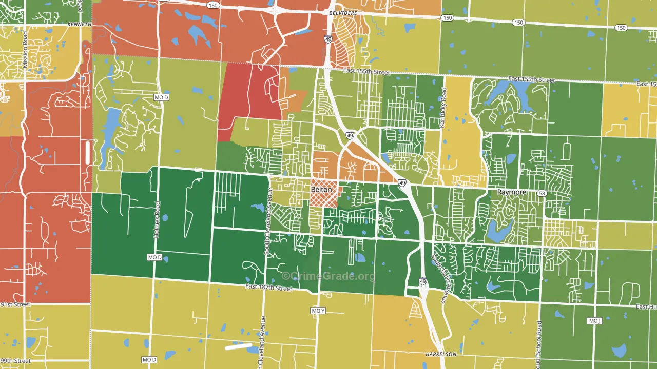 Belton, MO Map of Murder Rates