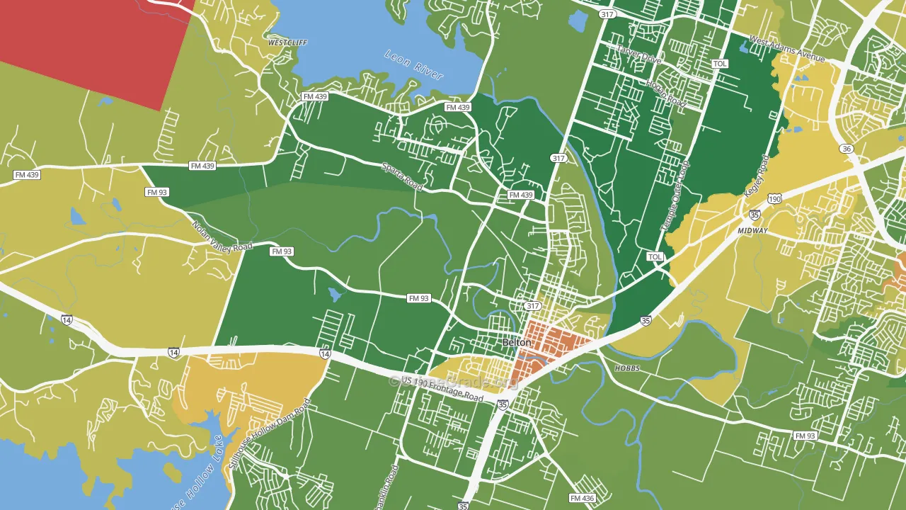 Belton, TX Map of Murder Rates