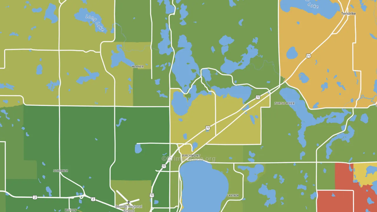 Beltrami County, MN Map of Murder Rates