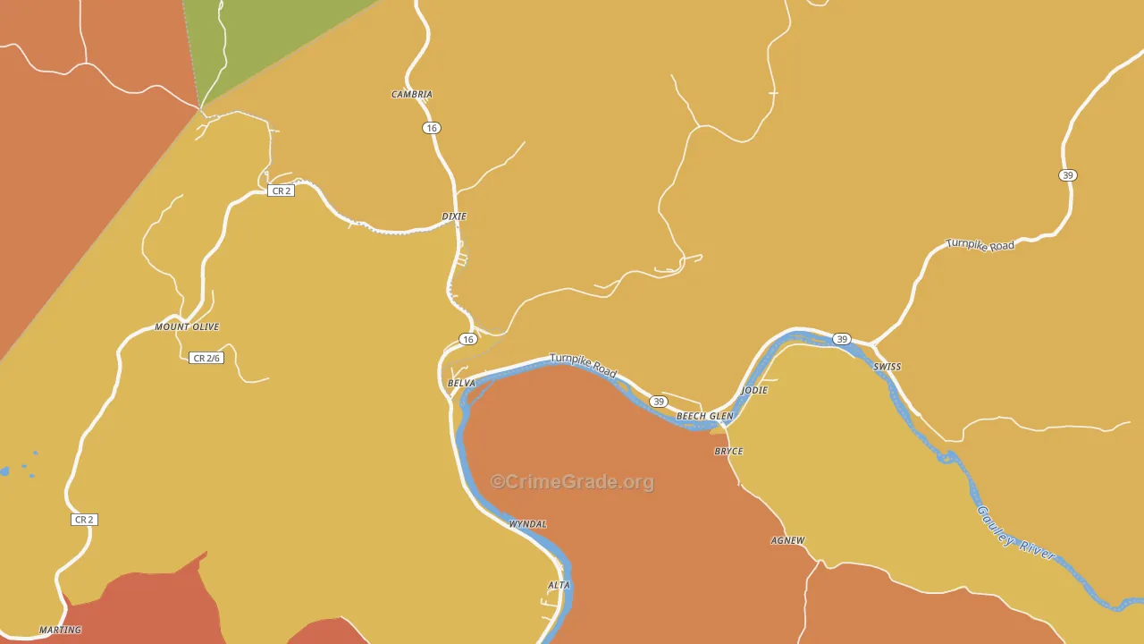 Belva, WV Map of Murder Rates