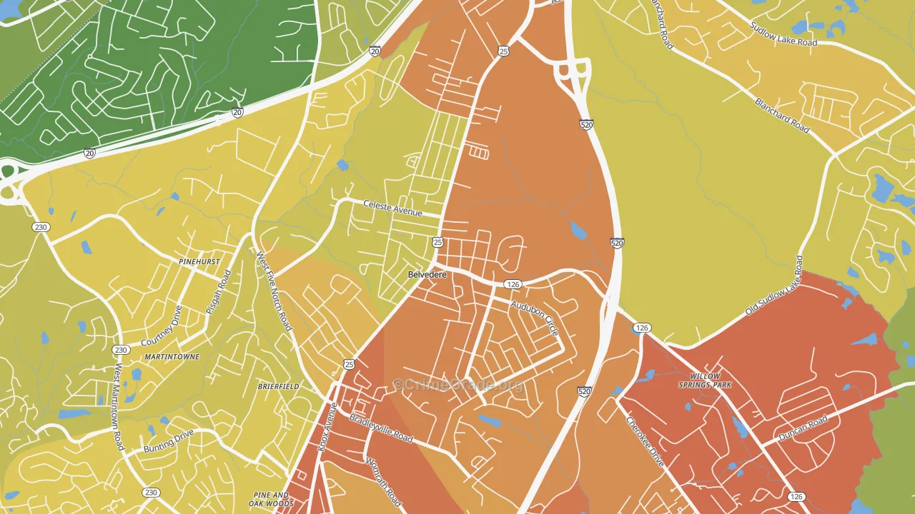 Belvedere, SC Map of Murder Rates