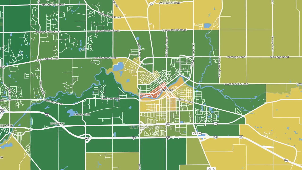 Belvidere, IL Map of Murder Rates