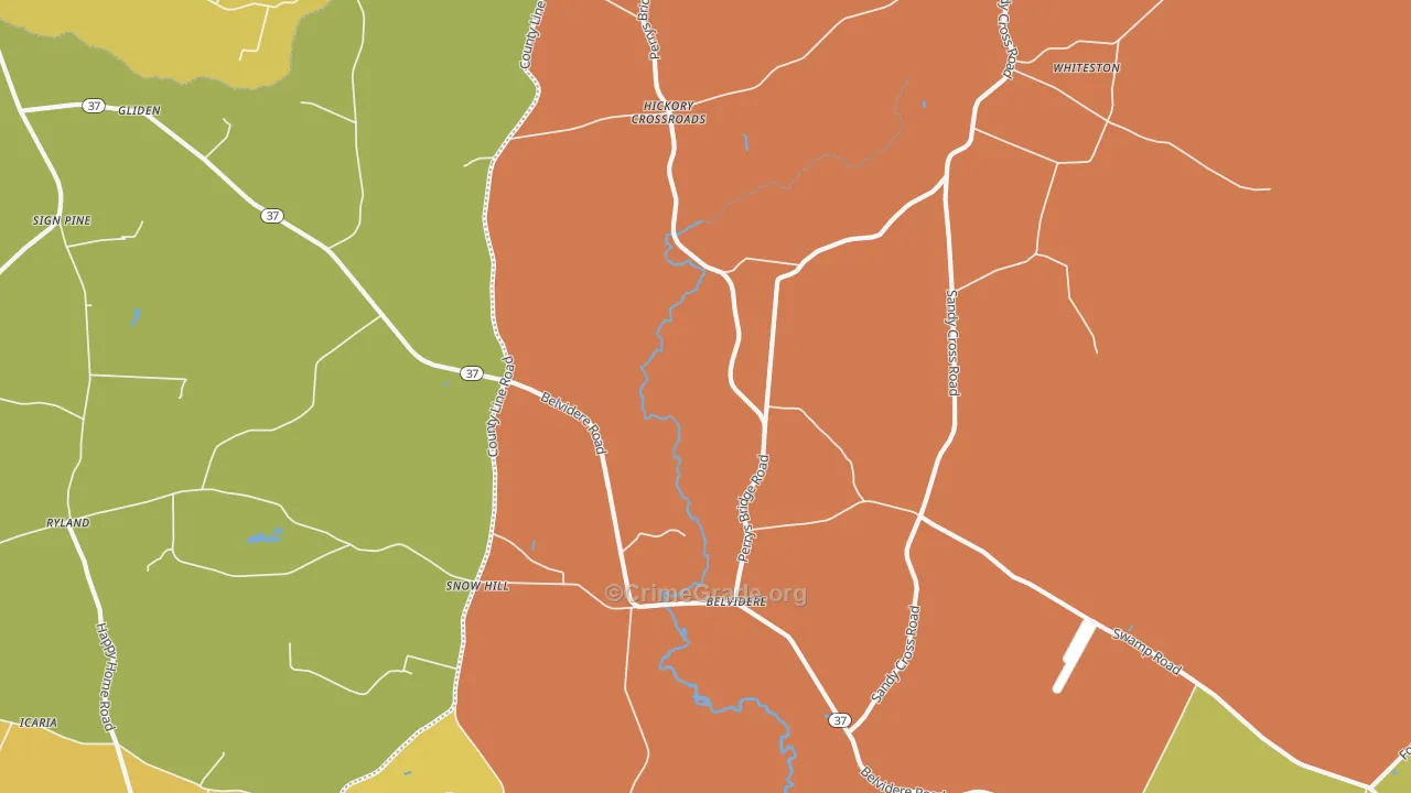 Belvidere, NC Map of Murder Rates
