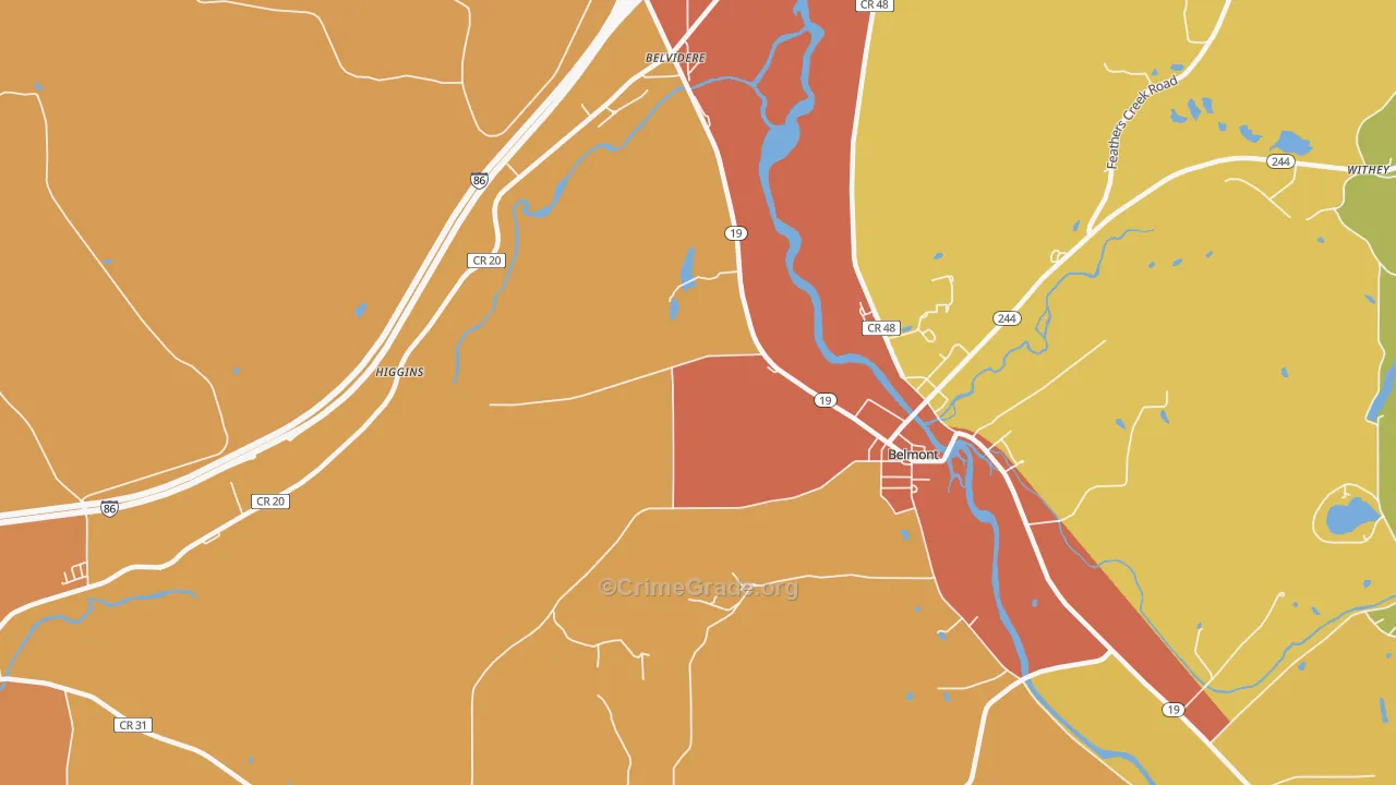 Belvidere, NY Map of Murder Rates