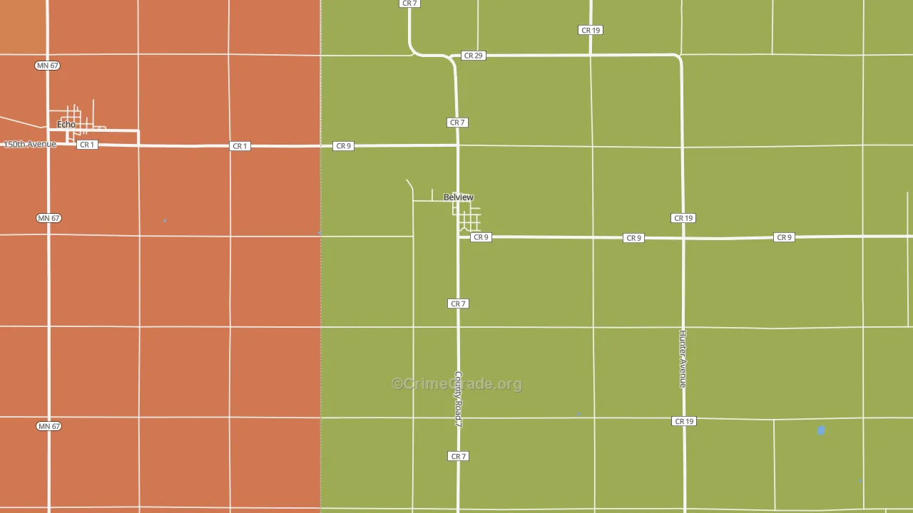 Belview, MN Map of Murder Rates
