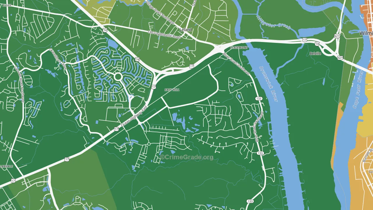 Belville, NC Map of Murder Rates