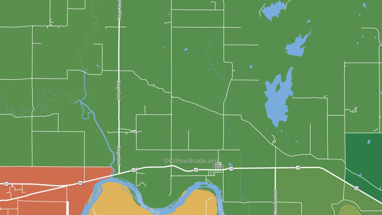 Belvue, KS Map of Murder Rates
