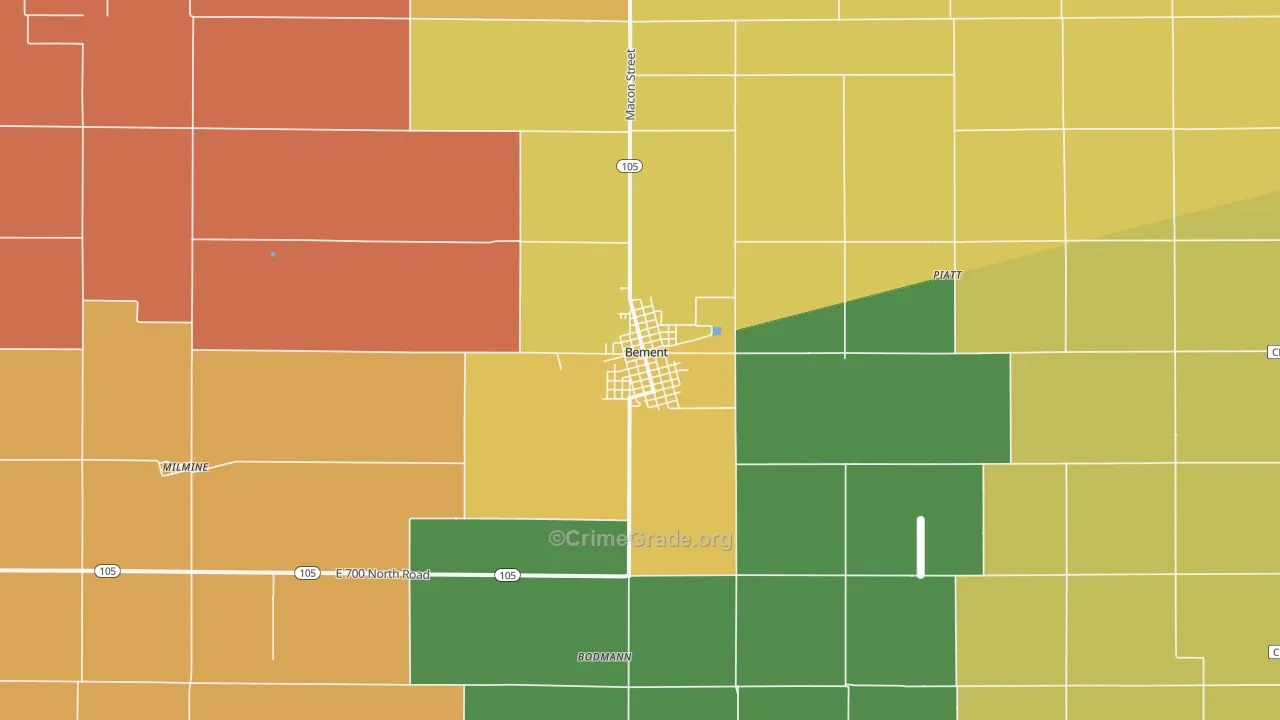 Bement, IL Map of Murder Rates