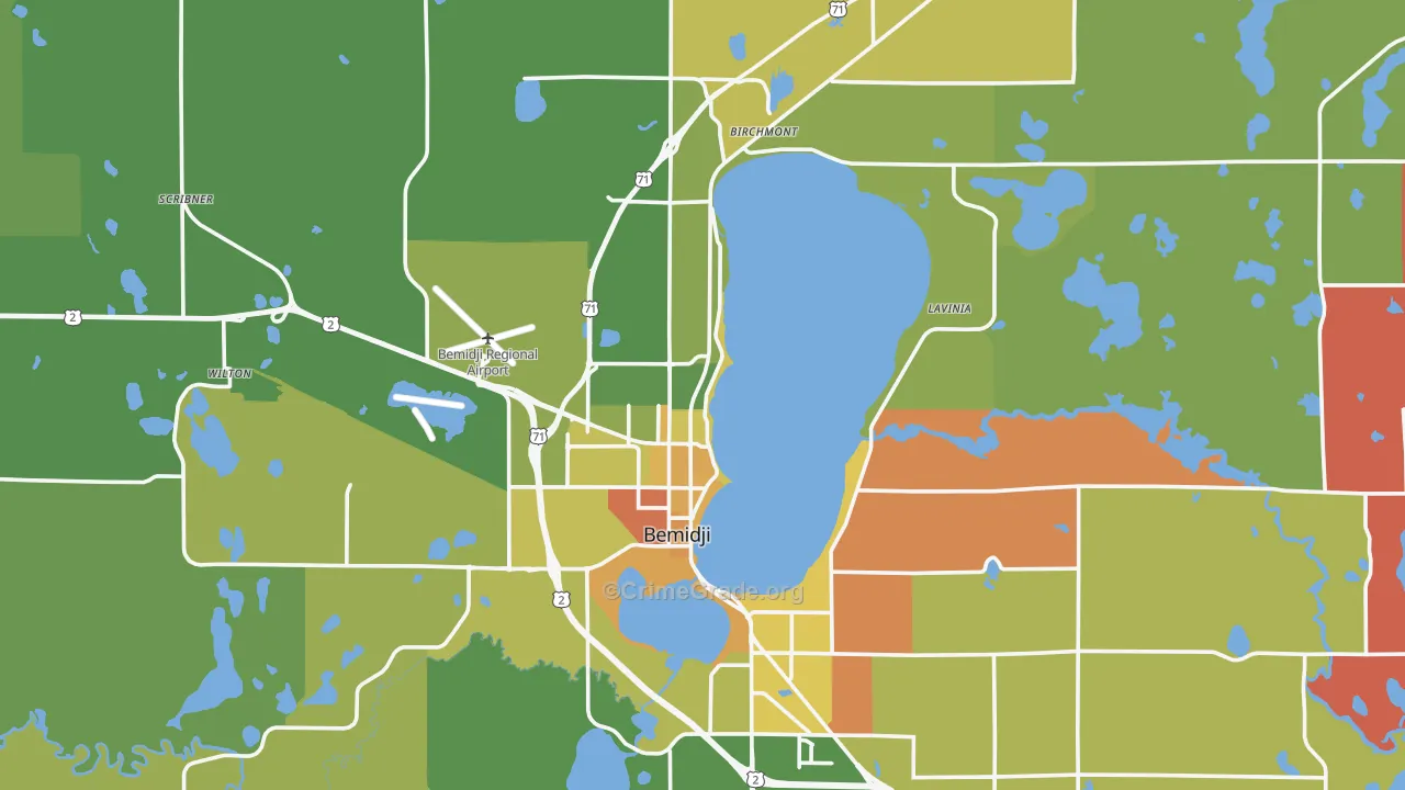 Bemidji, MN Map of Murder Rates