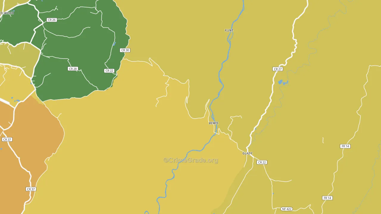 Bemis, WV Map of Murder Rates