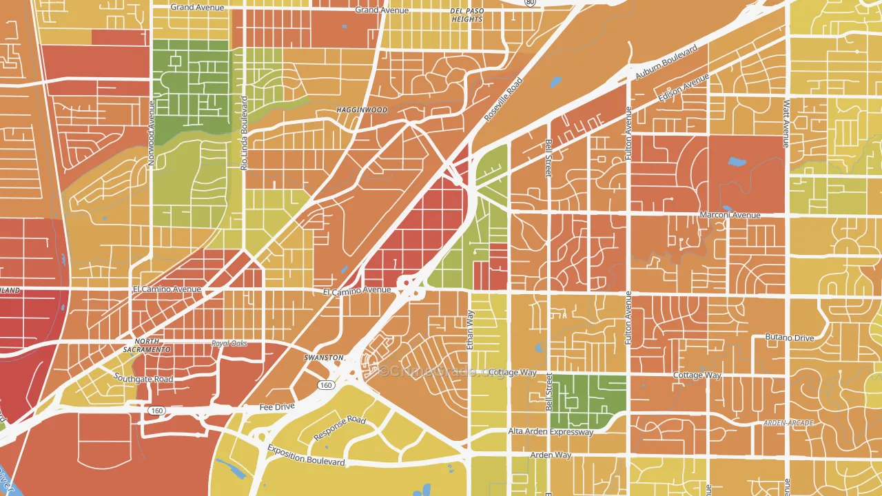 Ben Ali, Sacramento, CA Map of Murder Rates