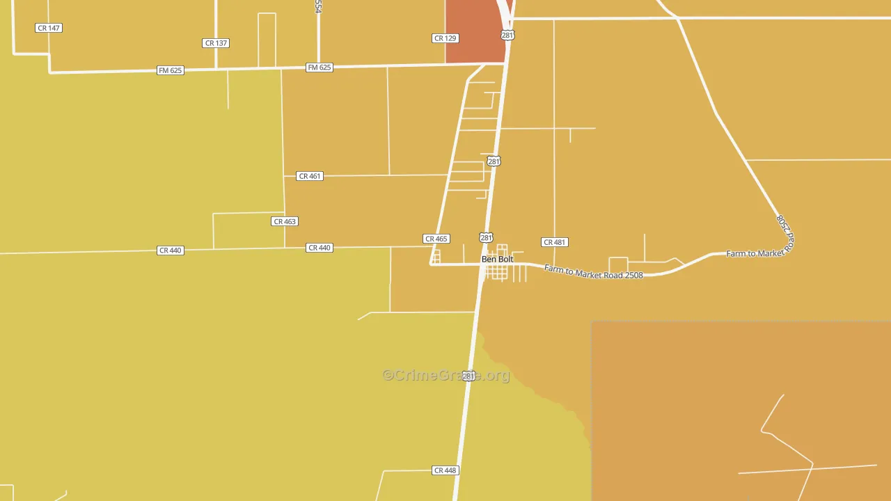 Ben Bolt, TX Map of Murder Rates