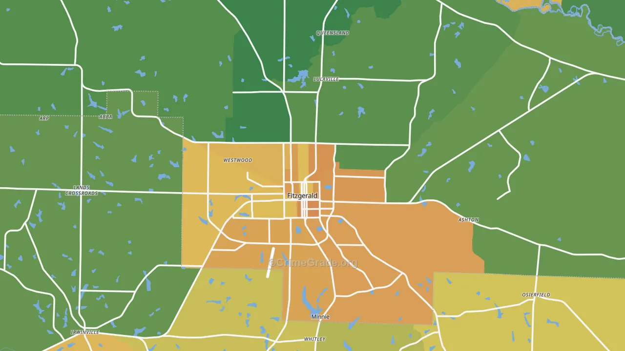 Ben Hill County, GA Map of Murder Rates