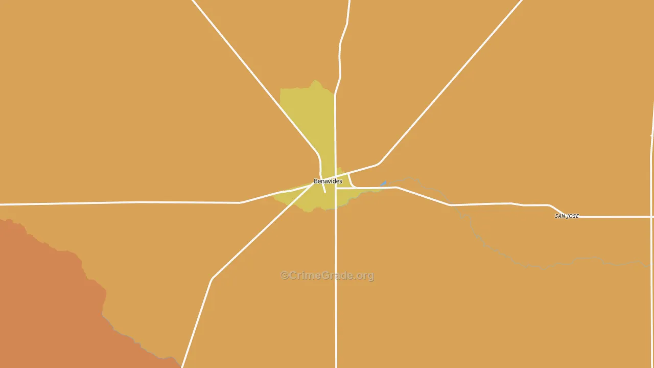 Benavides, TX Map of Murder Rates