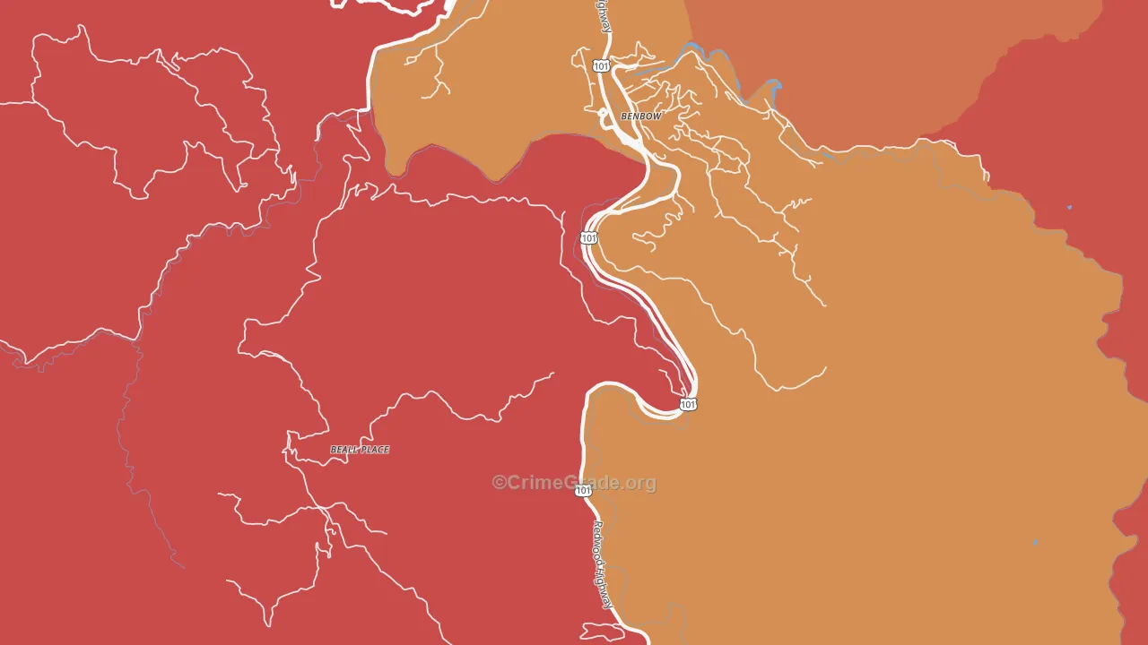 Benbow, CA Map of Murder Rates