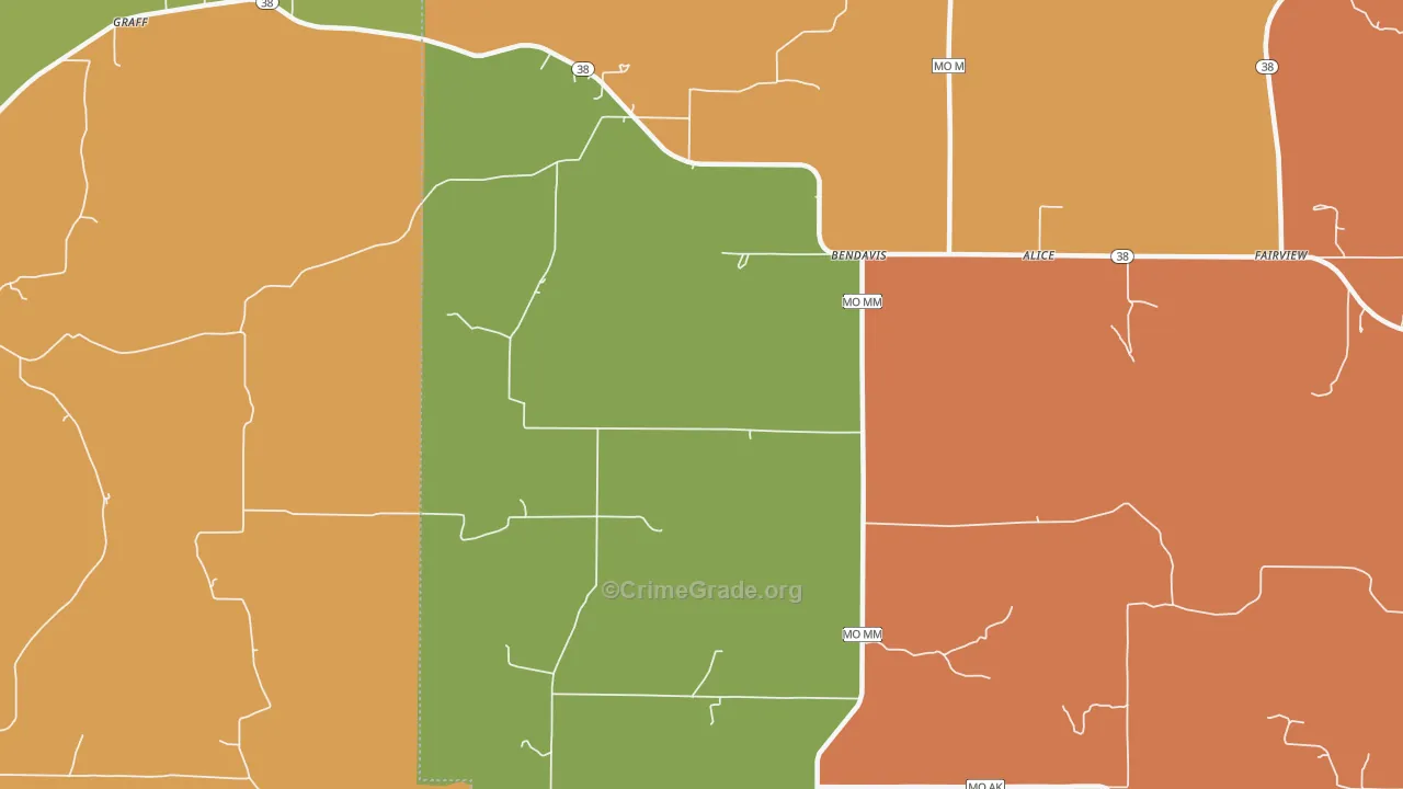 Bendavis, MO Map of Murder Rates