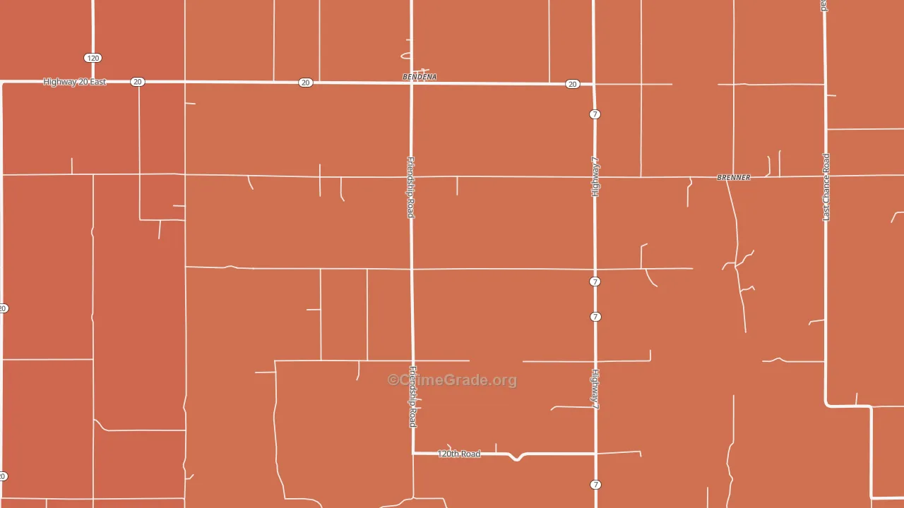 Bendena, KS Map of Murder Rates