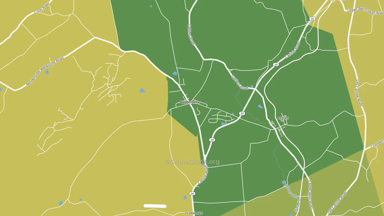Bendersville, PA Map of Murder Rates