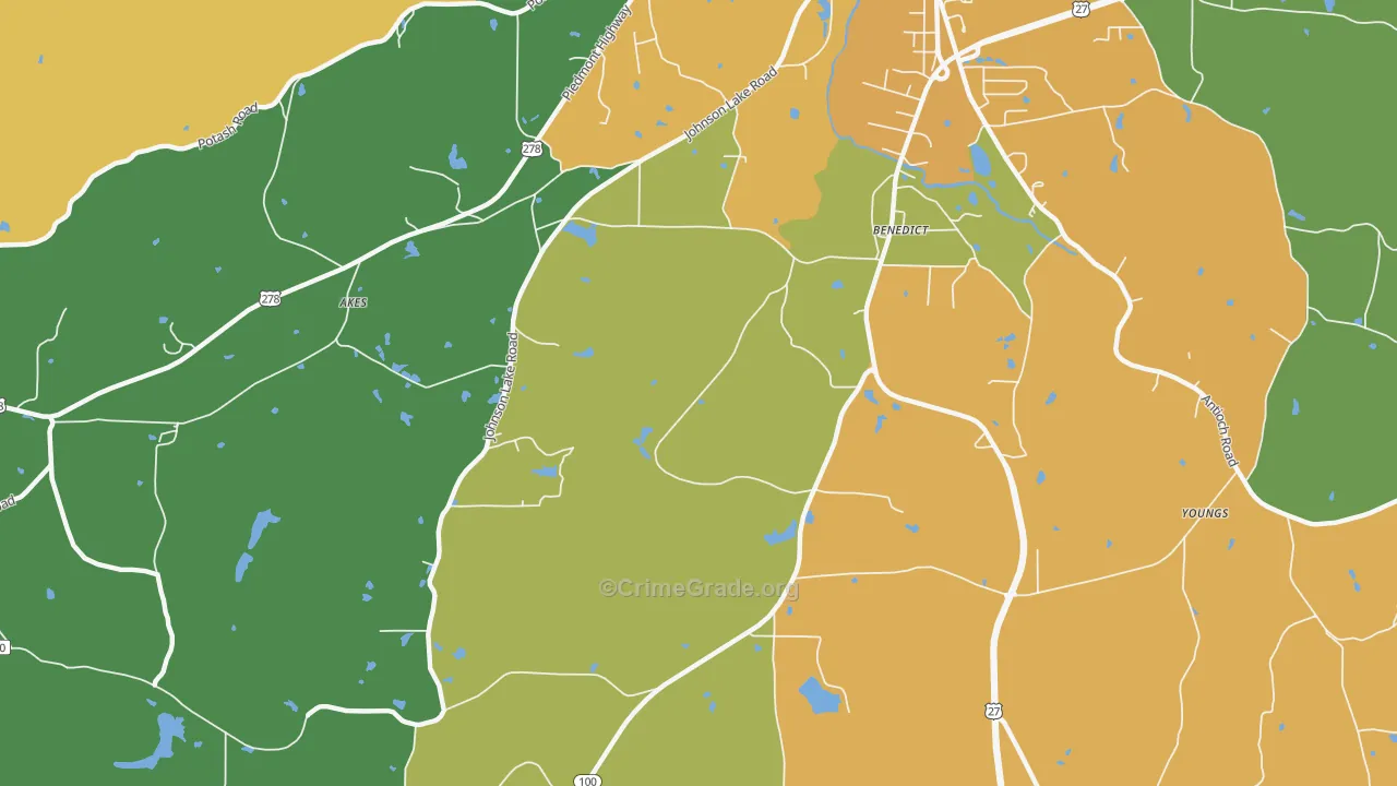 Benedict, GA Map of Murder Rates