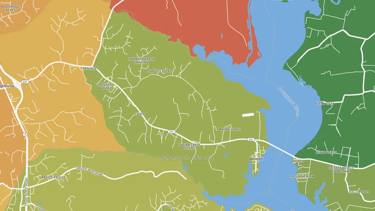 Benedict, MD Map of Murder Rates