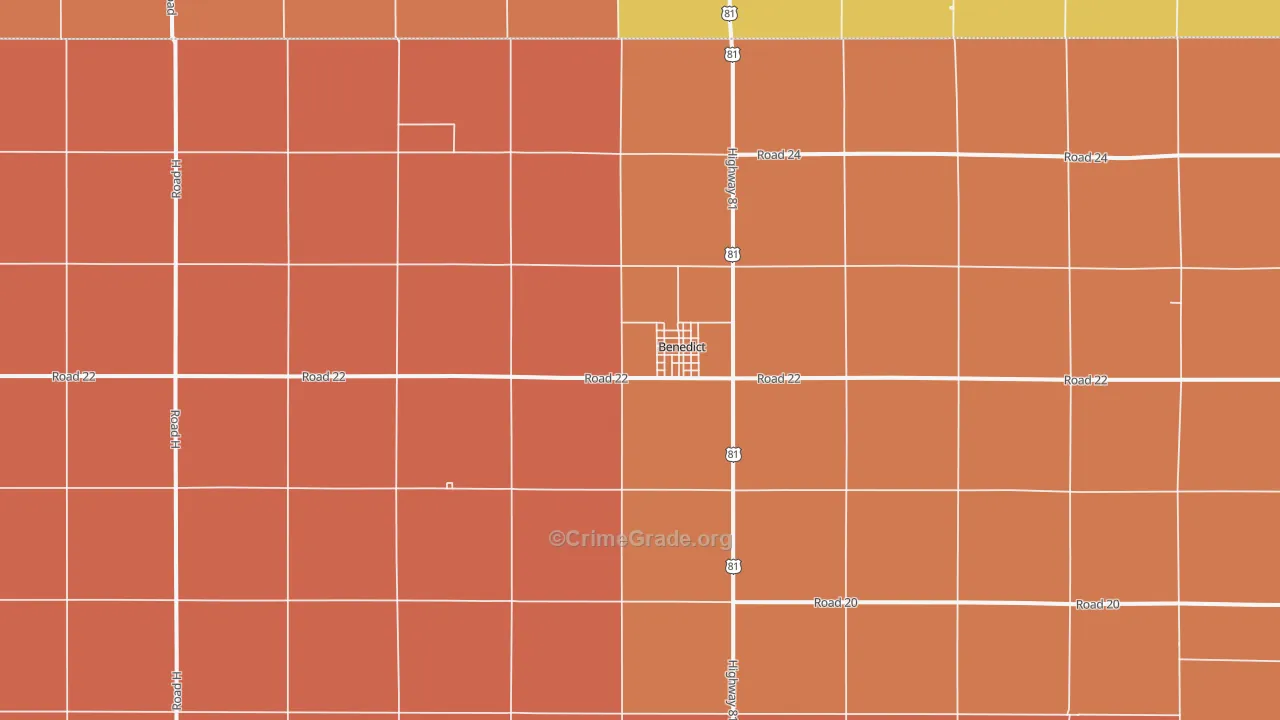 Benedict, NE Map of Murder Rates