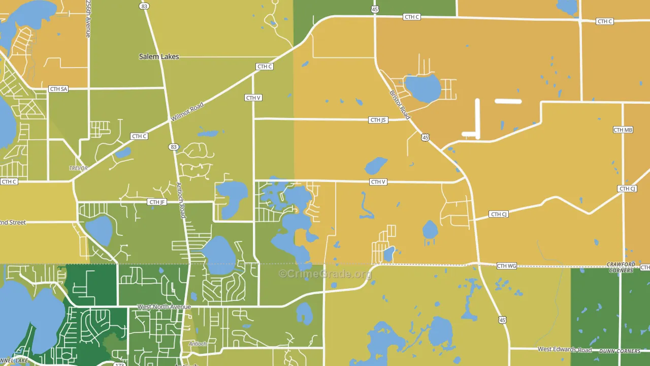 Benet Lake, WI Map of Murder Rates