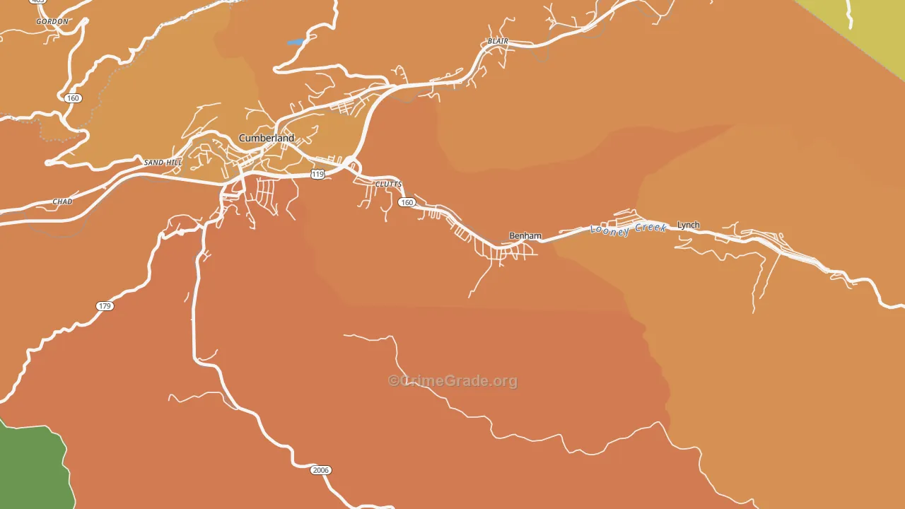 Benham, KY Map of Murder Rates