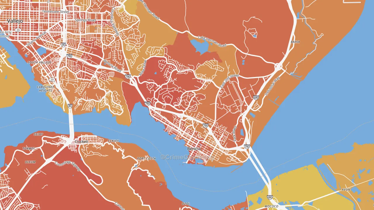Benicia, CA Map of Murder Rates