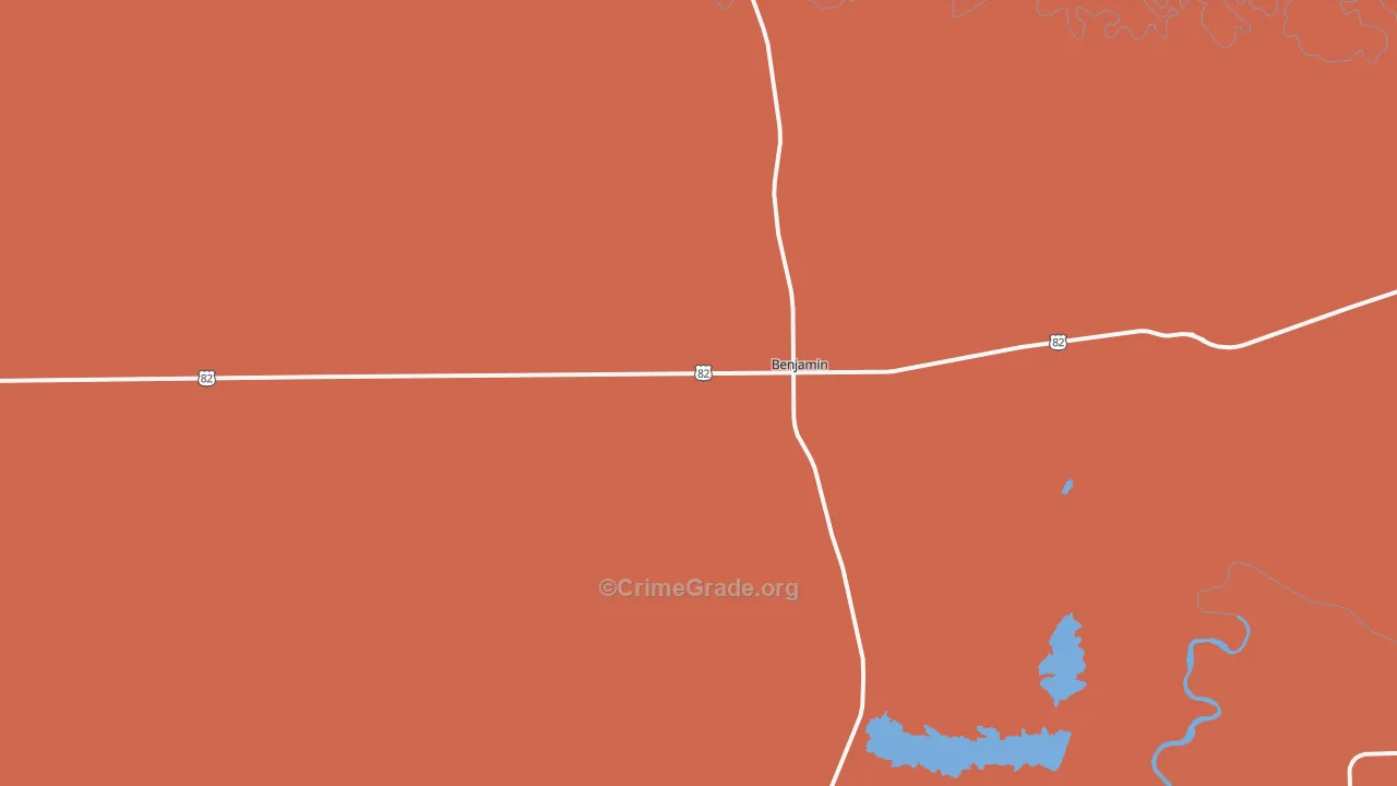 Benjamin, TX Map of Murder Rates