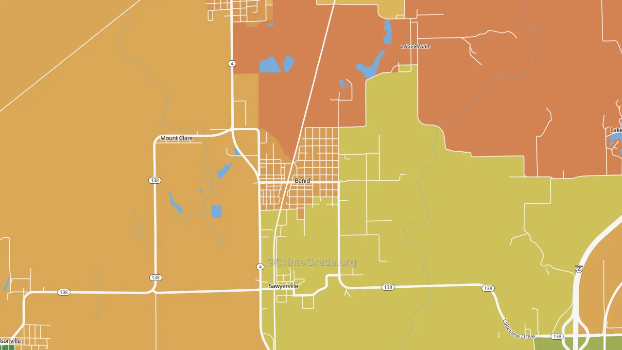 Benld, IL Map of Murder Rates