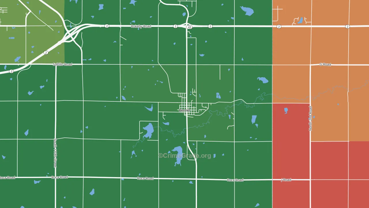 Bennet, NE Map of Murder Rates