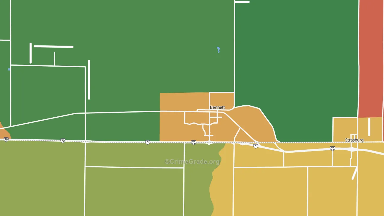 Bennett, CO Map of Murder Rates