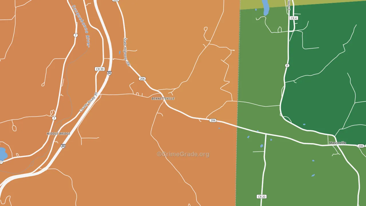 Bennettsville, NY Map of Murder Rates