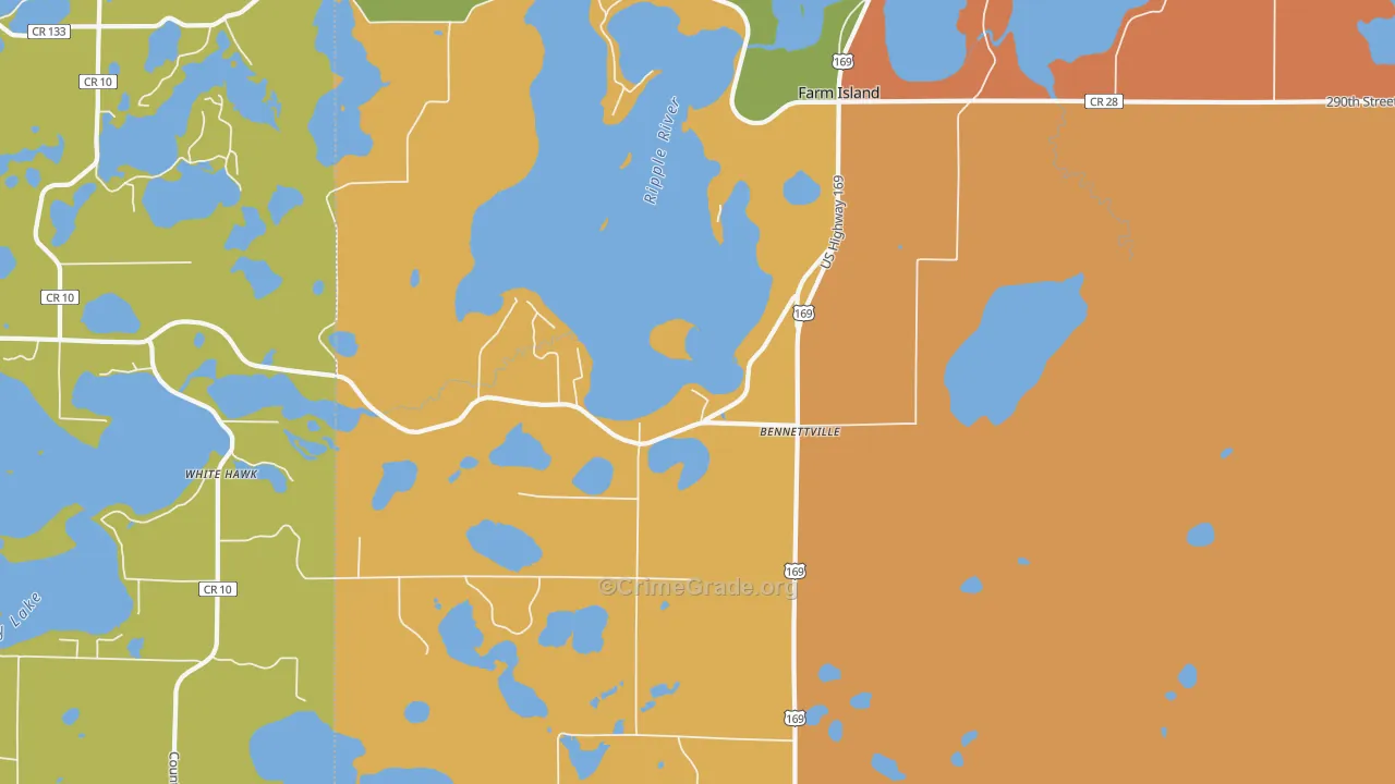 Bennettville, MN Map of Murder Rates