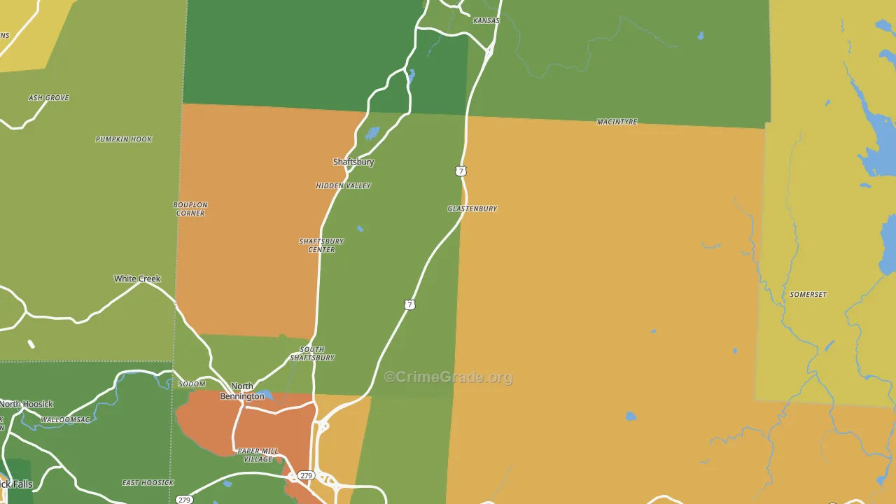 Bennington County, VT Map of Murder Rates