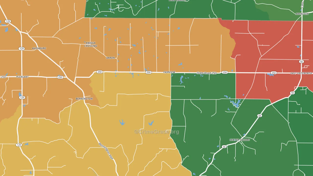Bennington, IN Map of Murder Rates