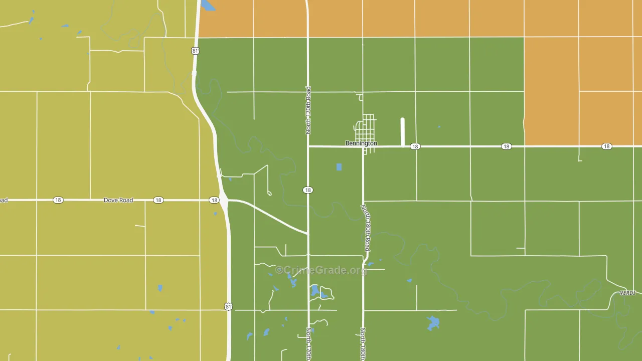 Bennington, KS Map of Murder Rates