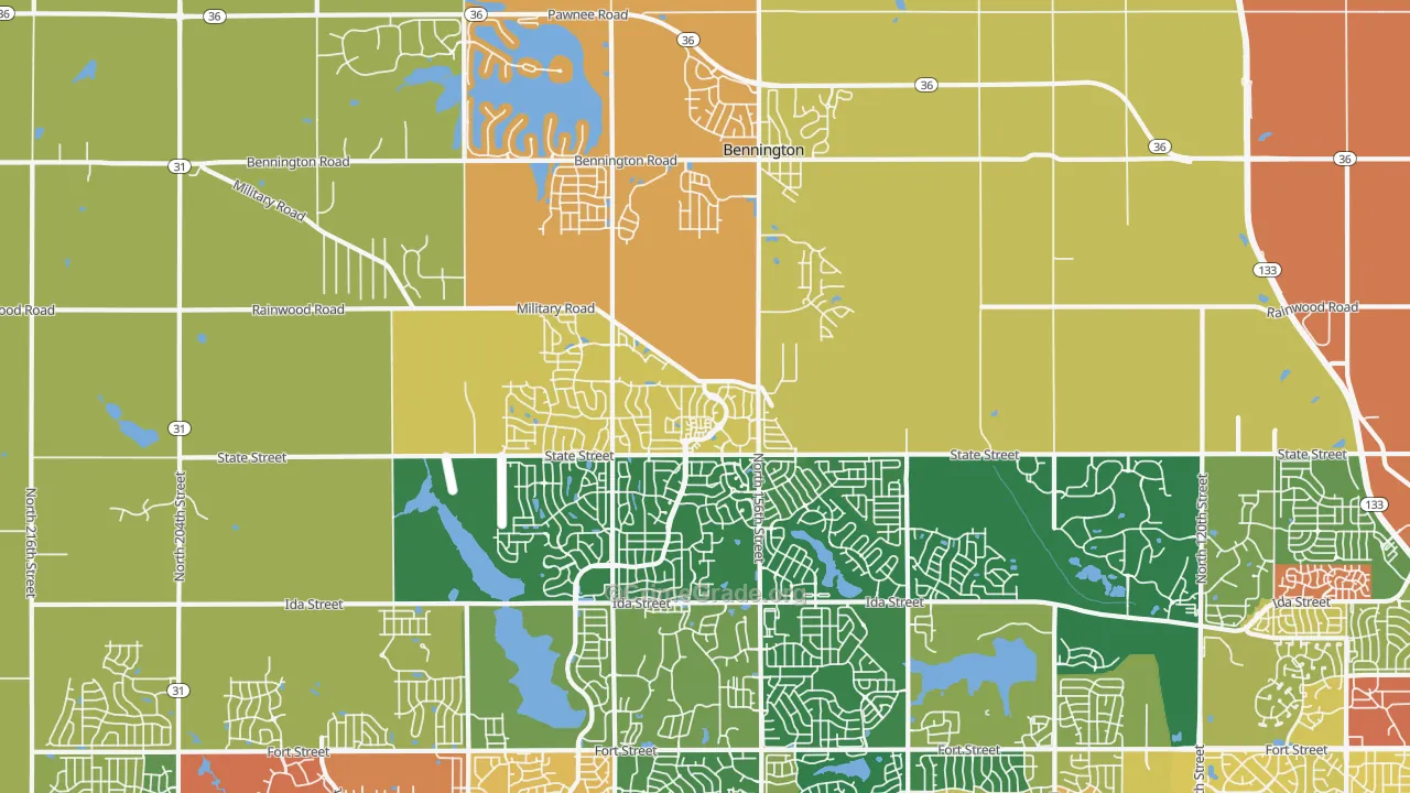 Bennington, NE Map of Murder Rates