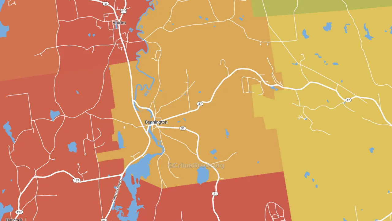 Bennington, NH Map of Murder Rates